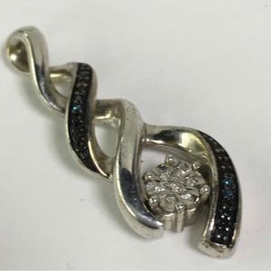 Diamond pendant blue & white stones sterling silver Kay Jewelers